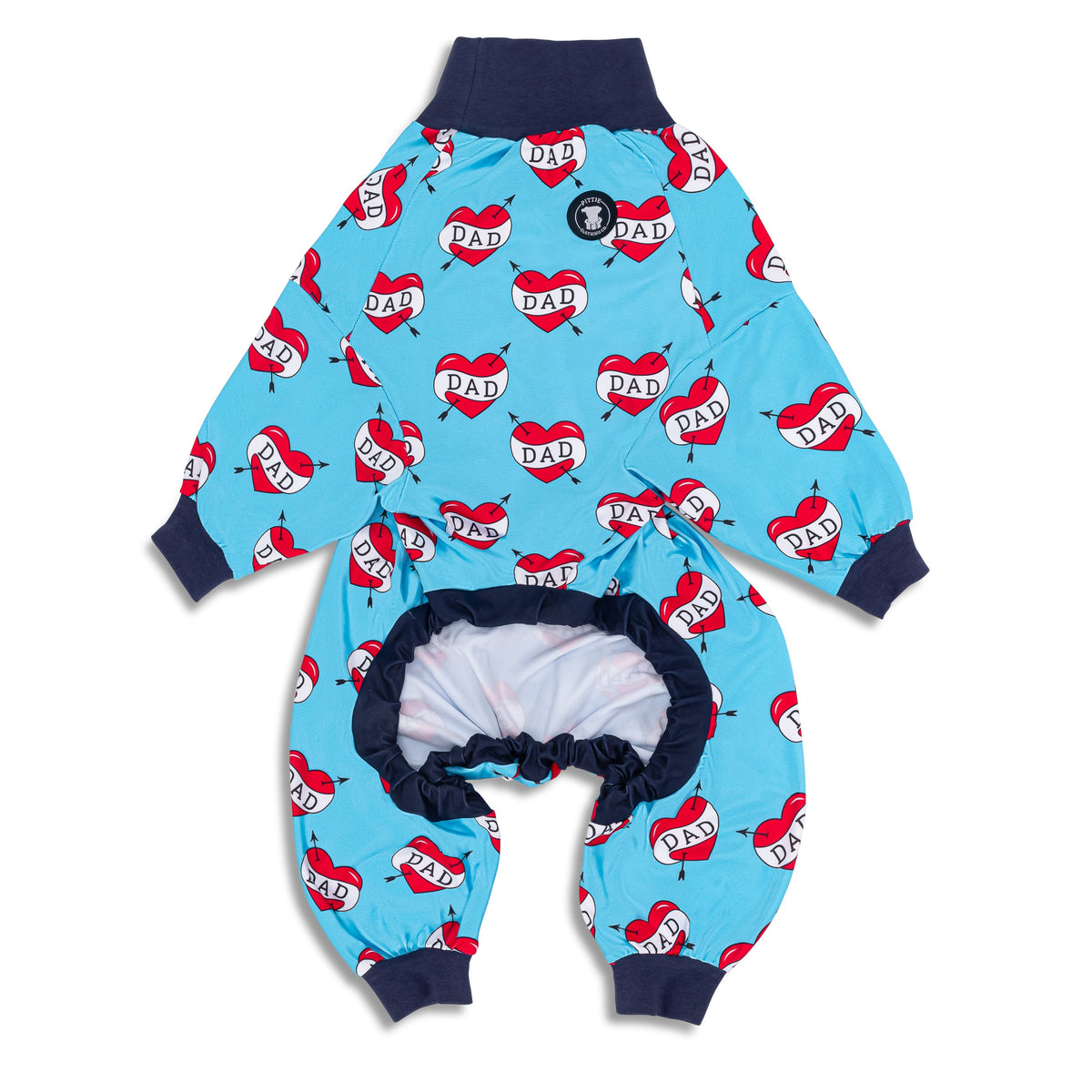 Blue "DAD" Heart Tattoo Pit bull Pajamas