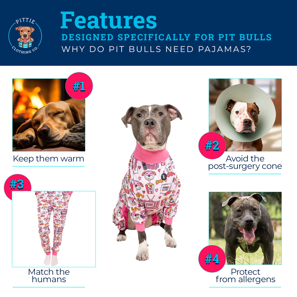 Pink 'Pitflix & Chill' Pit bull Pajamas