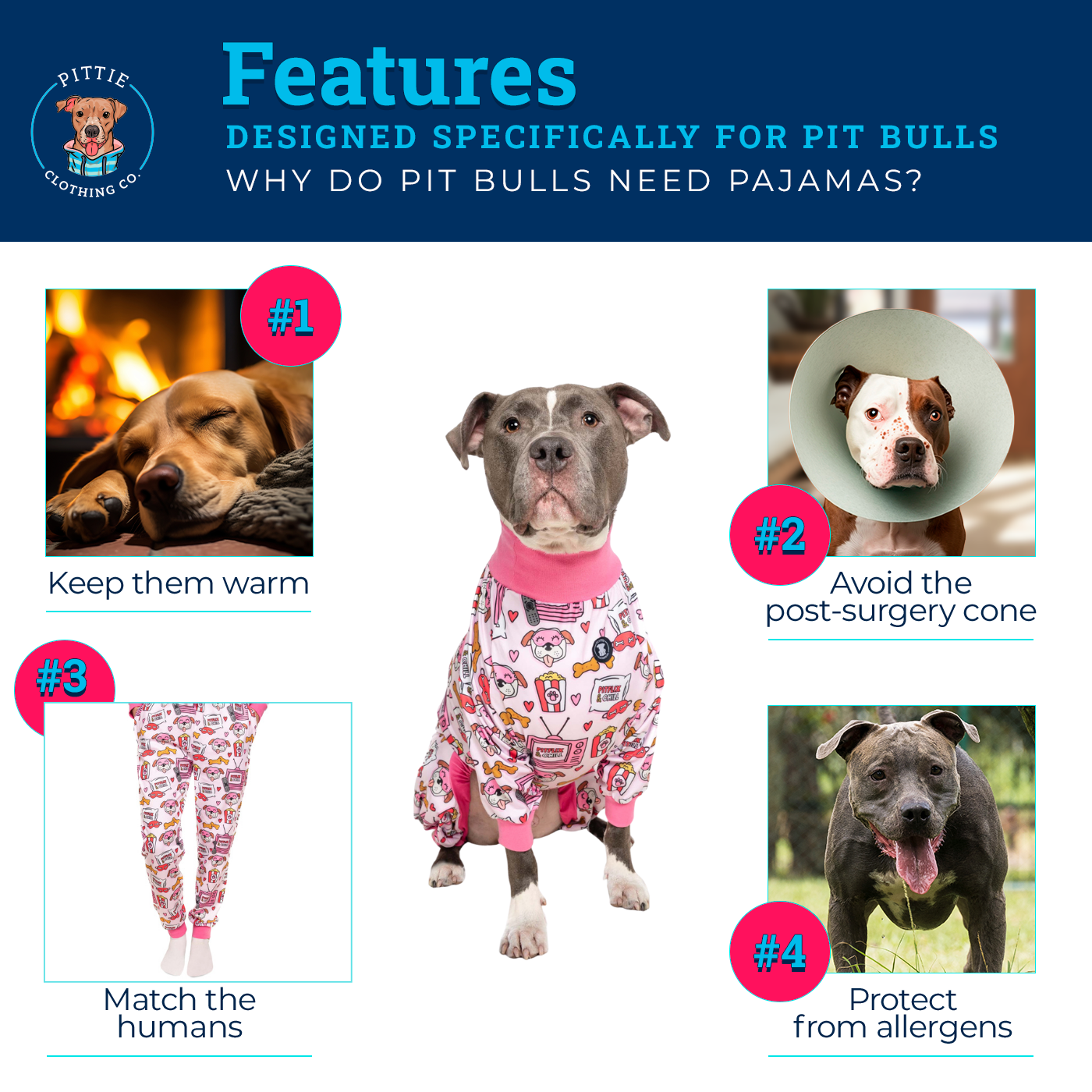 Pink 'Pitflix & Chill' Pit bull Pajamas