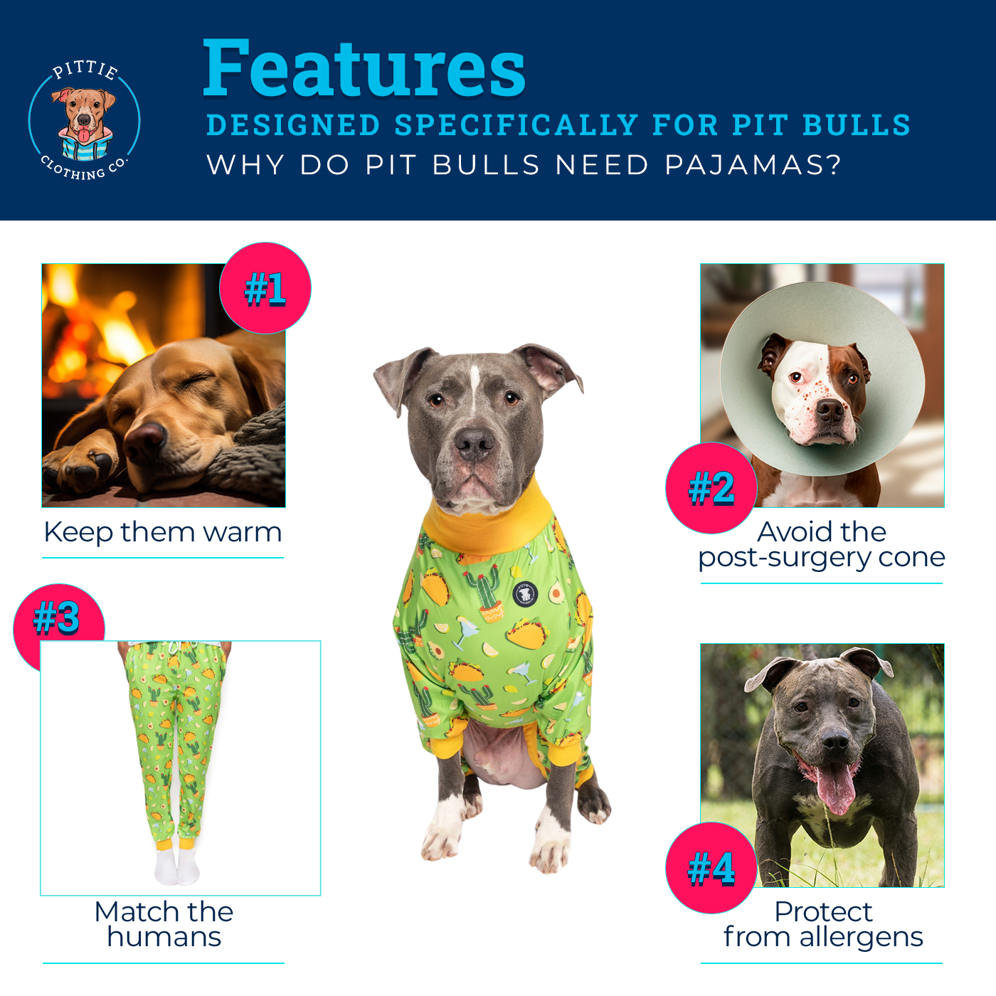 'Party like a Guac Star' Pit bull Pajamas- Green- FINAL SALE