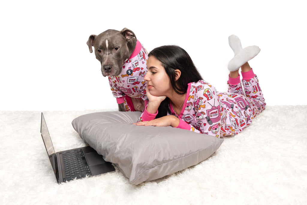 Pink 'Pitflix & Chill' Pit bull Pajamas