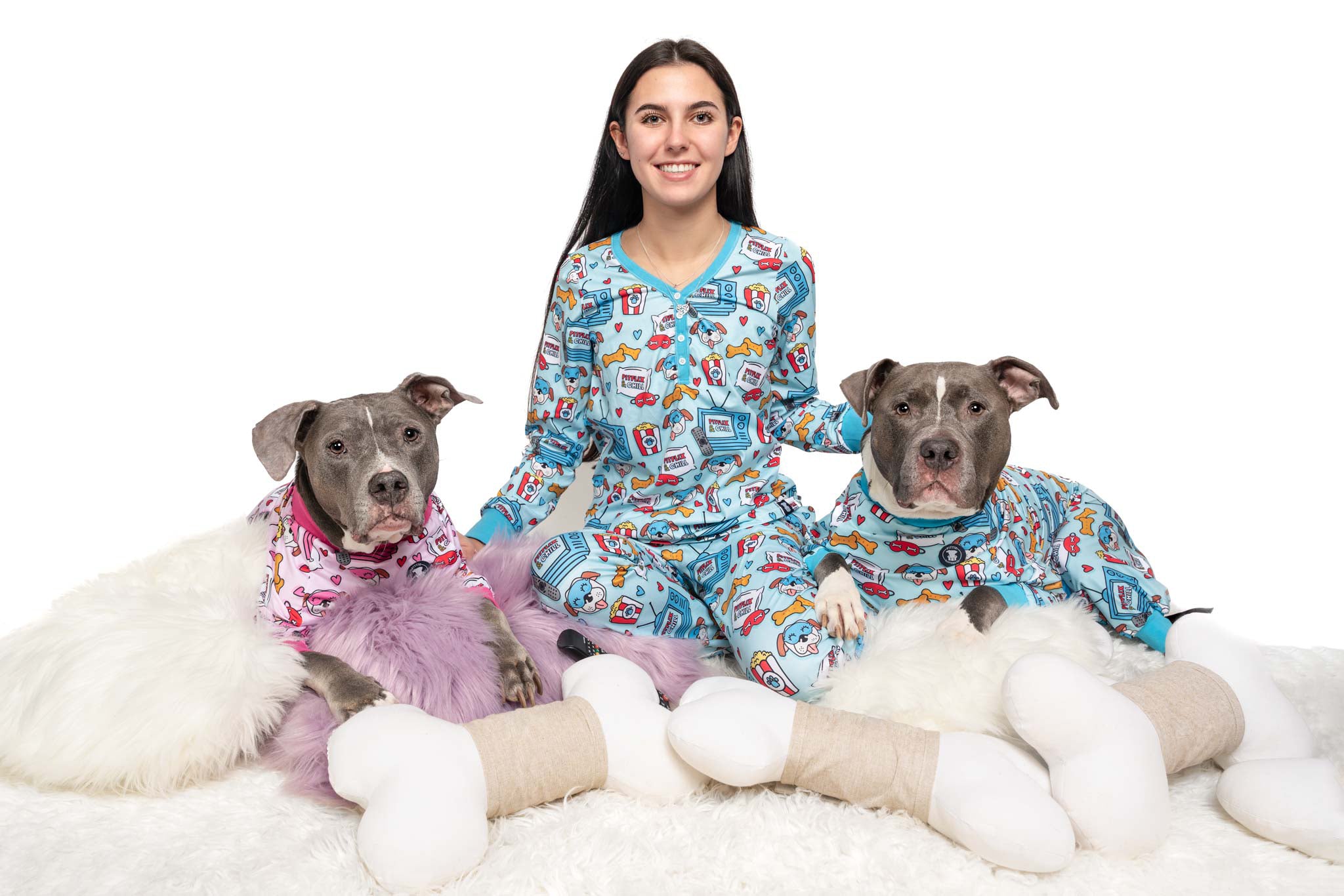 Blue 'Pitflix & Chill' Pit bull Pajamas