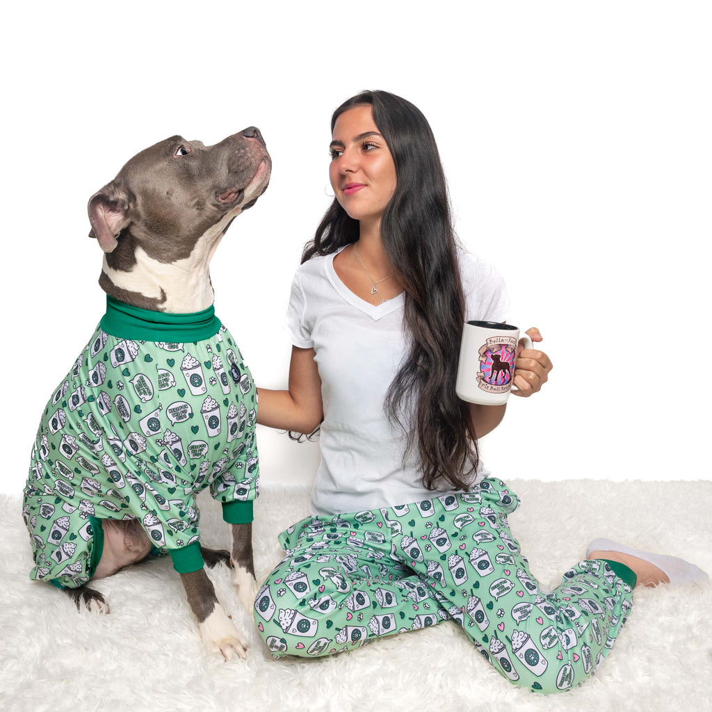 'Brews before Chews' Pit bull Pajamas- Green