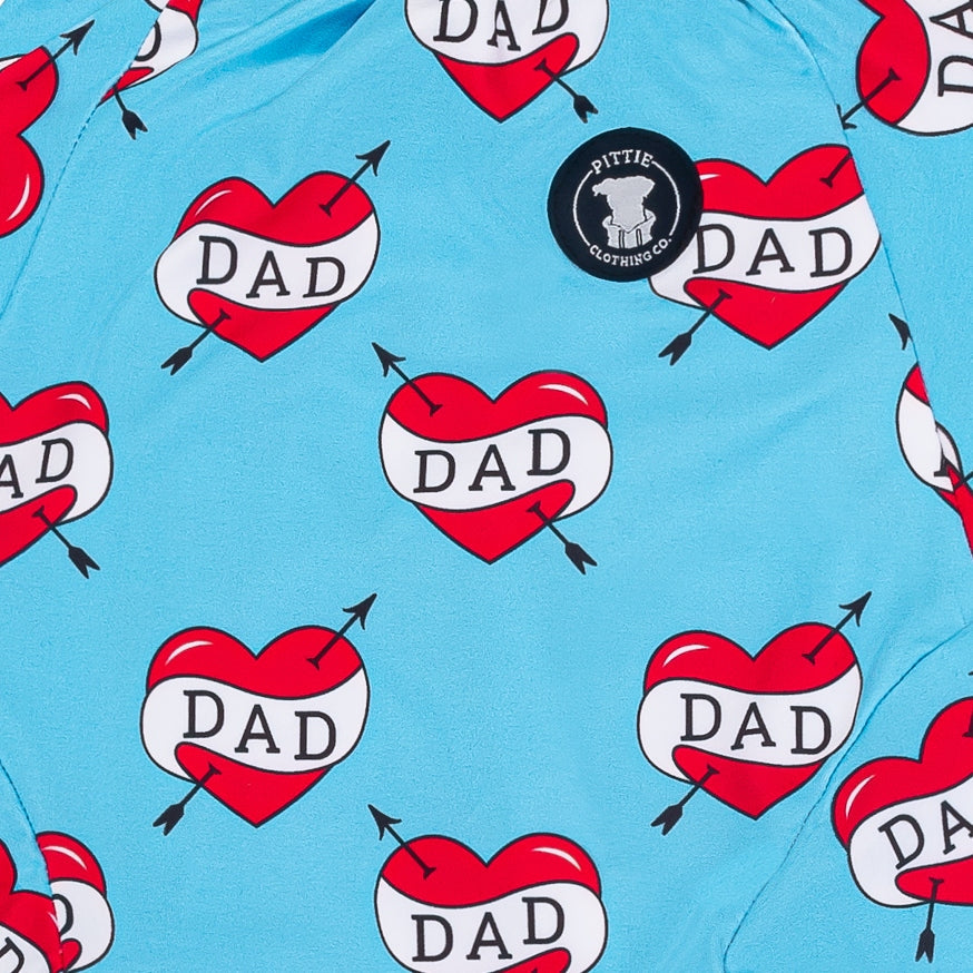 Blue "DAD" Heart Tattoo Pit bull Pajamas