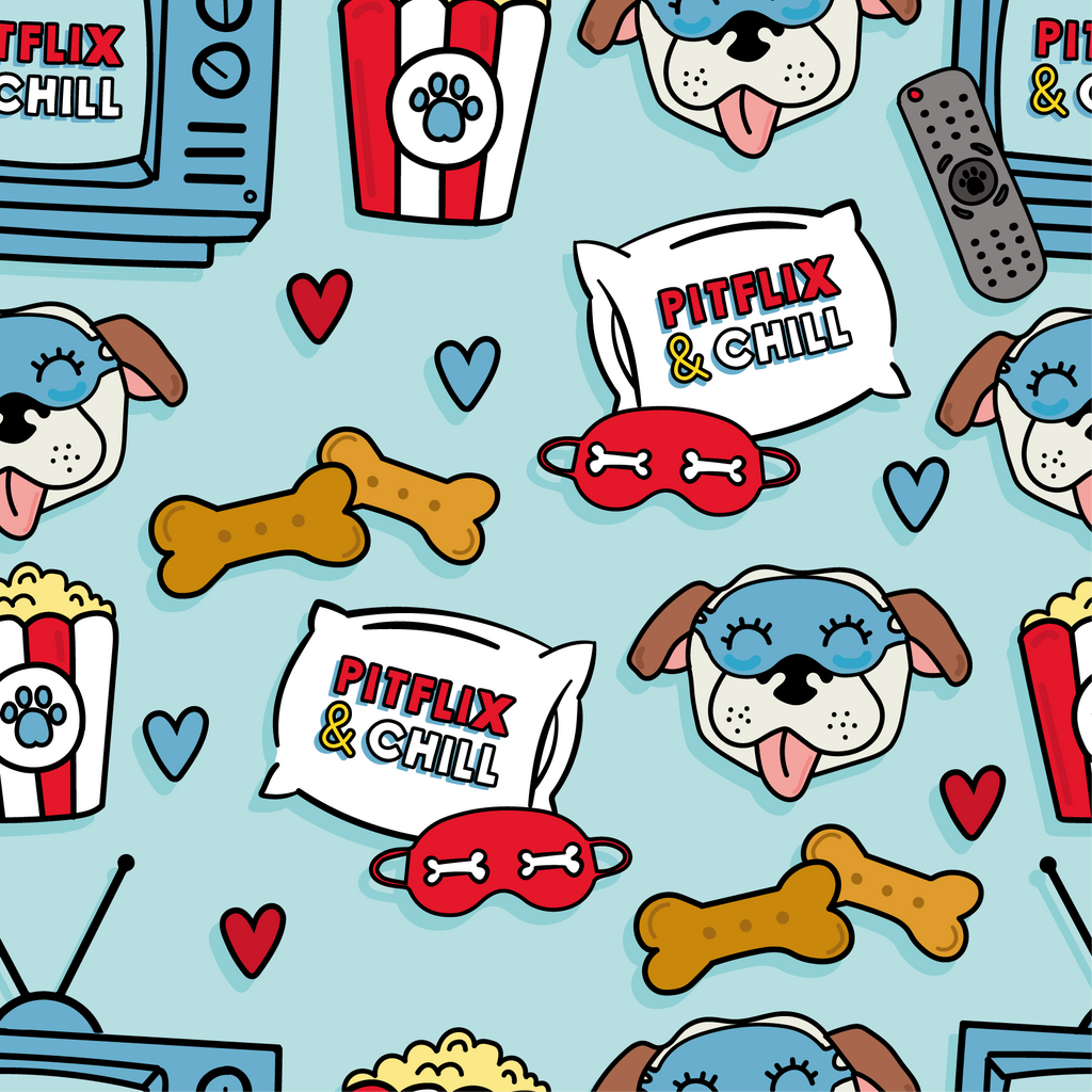 Blue 'Pitflix & Chill' Pit bull Pajamas