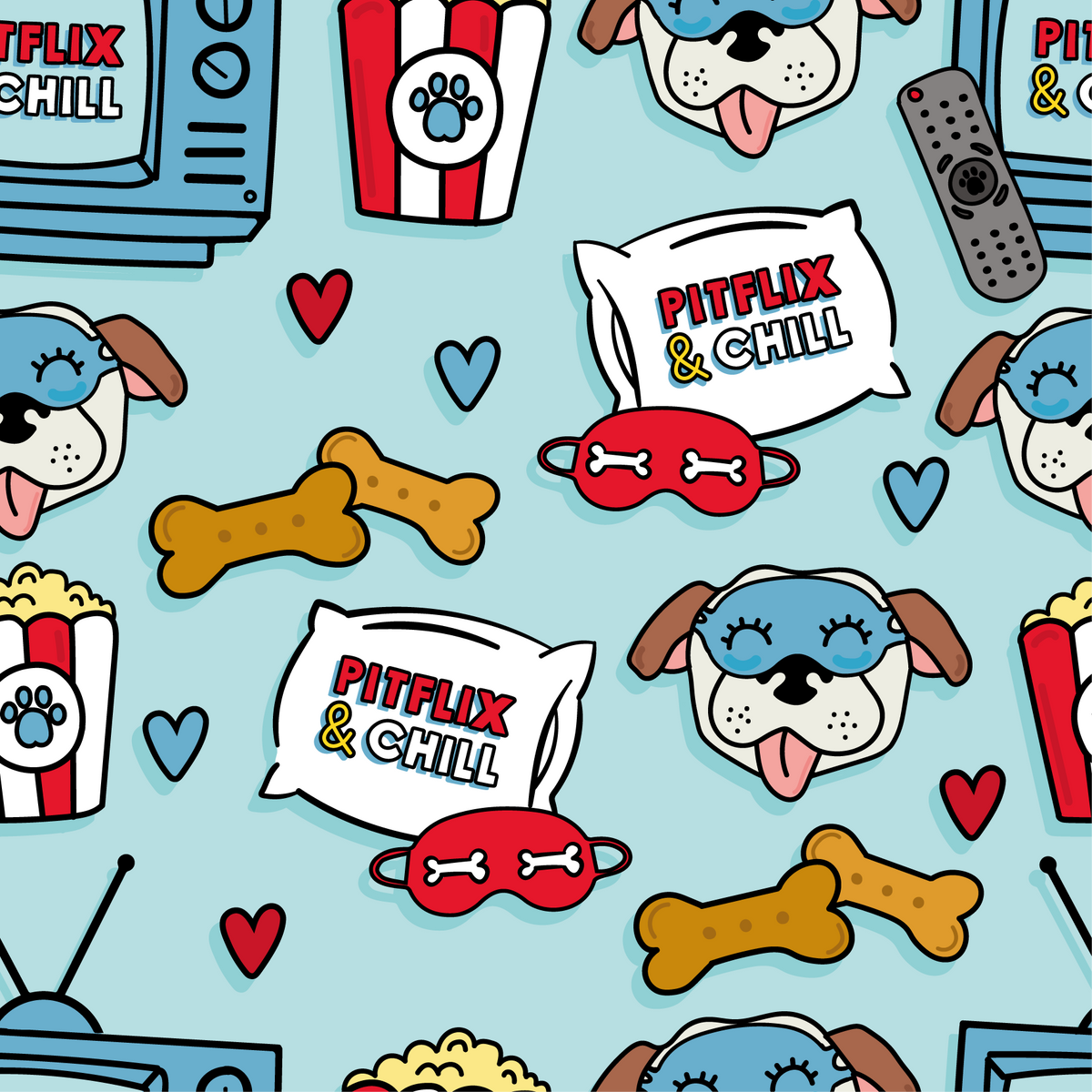 Blue 'Pitflix & Chill' Pit bull Pajamas